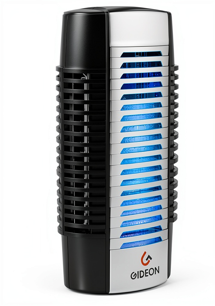 Gideon air purifier mounted on a wall in a modern bedroom
