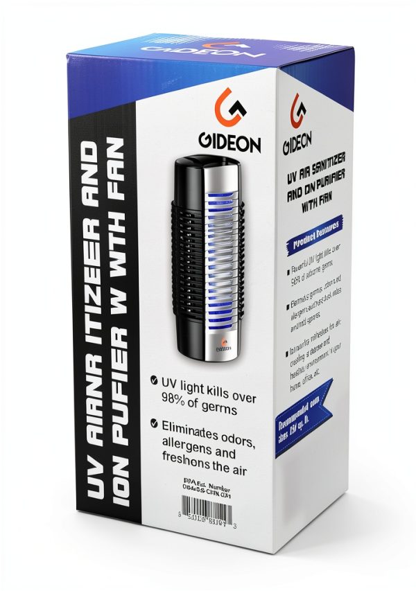 Gideon HEPA Air Purifier UV Light Large Room Black Gray-5