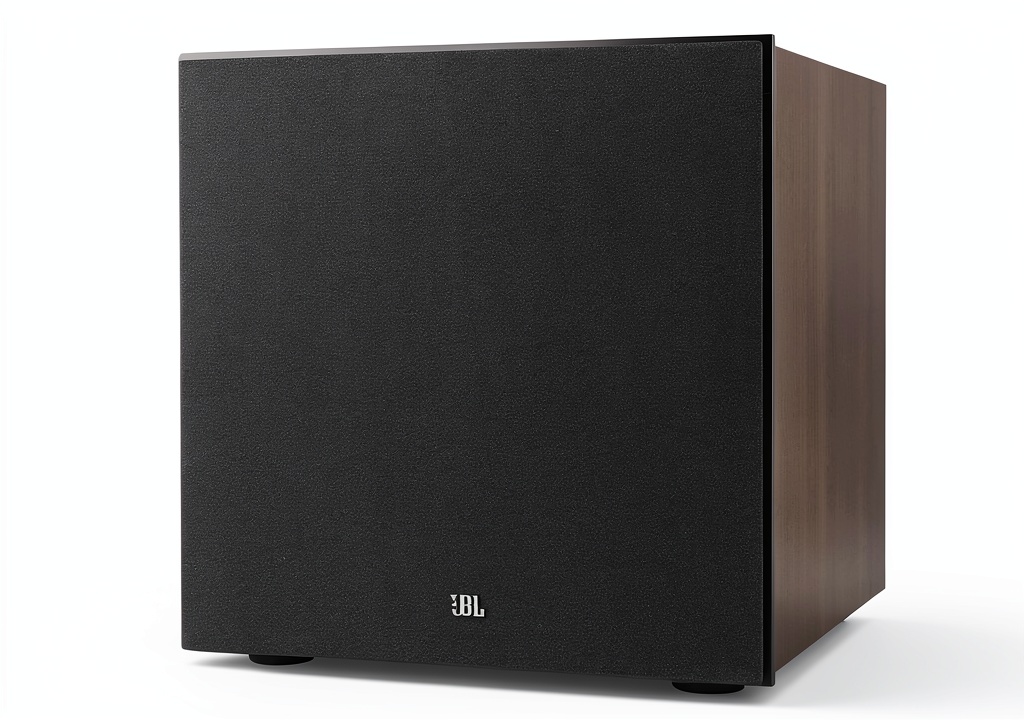 JBL Stage 220P subwoofer in a modern living room