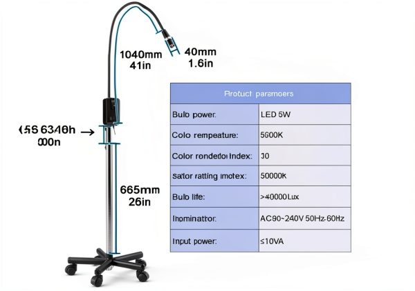Medical Exam Light LED on Wheels YLLSMGS with Mobile Stand-3