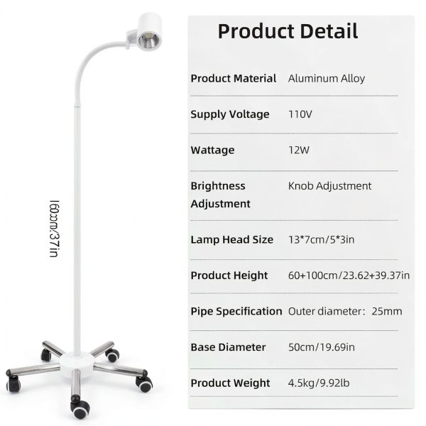 12W Exam Light Healthible Surgical Lamp with Stainless Steel Wheels-4