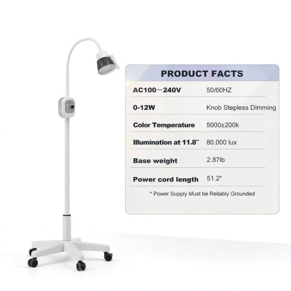12W Surgical Examination Lamp GSOIGSDKF Floor Stand LED Gooseneck 360°-2